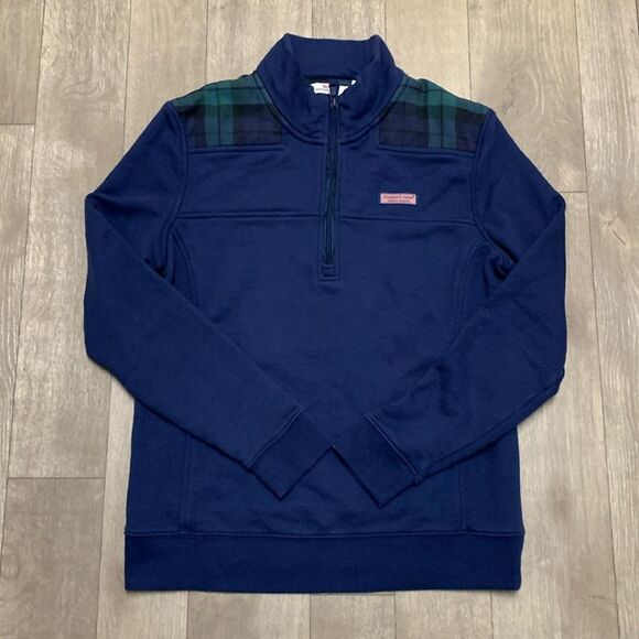 Womens Vineyard Vines‎ Checkered Quarter Zip Pullover Shep Shirt Jacket - Picture 1 of 7